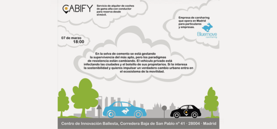 Bluemove Carsharing y Cabify. Jueves 8 en Ciball a las 18:30