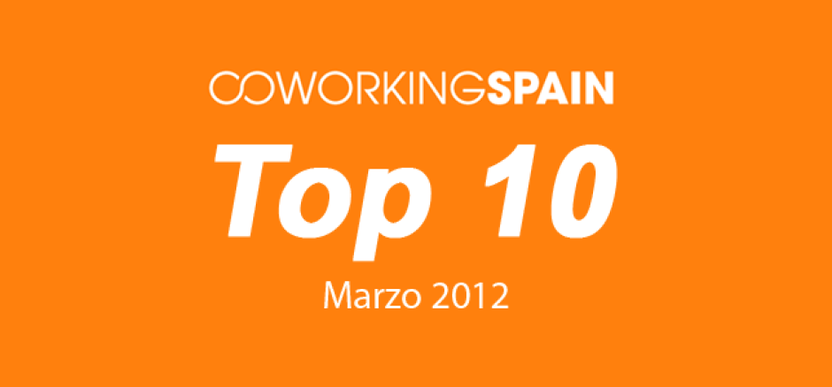 Top 10. Los 10 espacios más visitados en Coworking Spain. Marzo 2012